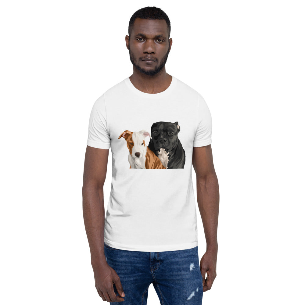 Pit Bull Pups Short-Sleeve Unisex T-Shirt - Cuddle With Your Pet