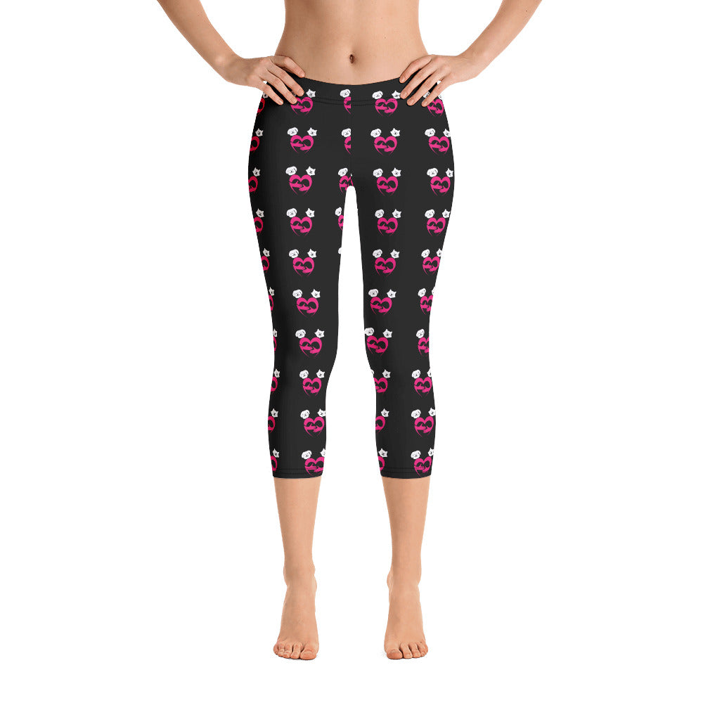 Pups  with Heart Capri Leggings - Cuddle With Your Pet